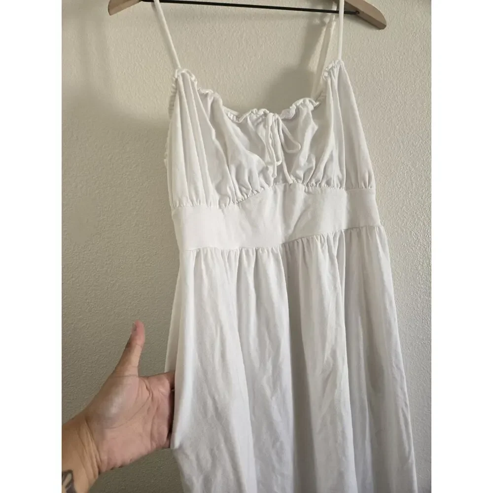 Old Navy White Milkmaid Coquette Cottagecore Prairie Midi Dress Euro Summer XL